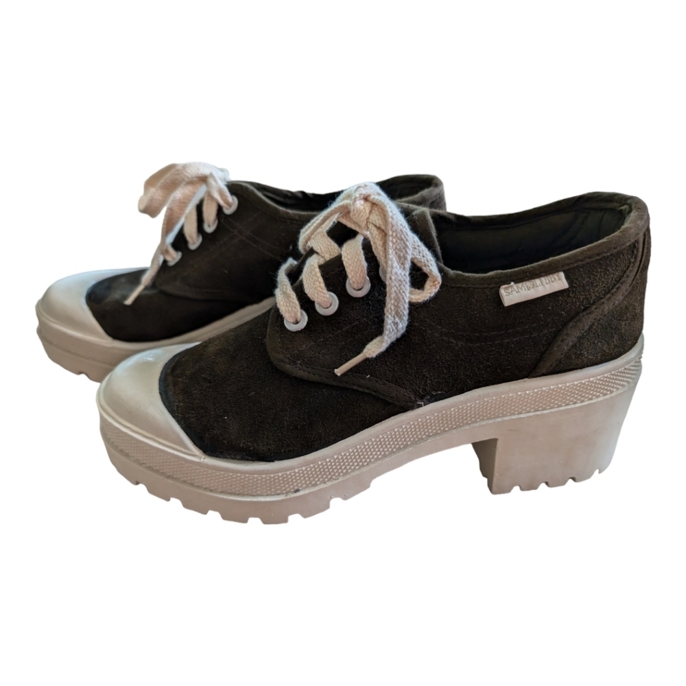 Sam & Libby Brown Suede Chunky Heel Platform Sneaker Shoe Size 8 EUC